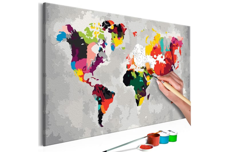 Gör-det-själv Målningar World Map Bright Colours 60x40 cm - Artgeist sp. z o. o. - Inredning - Tavlor & konst - Måla själv