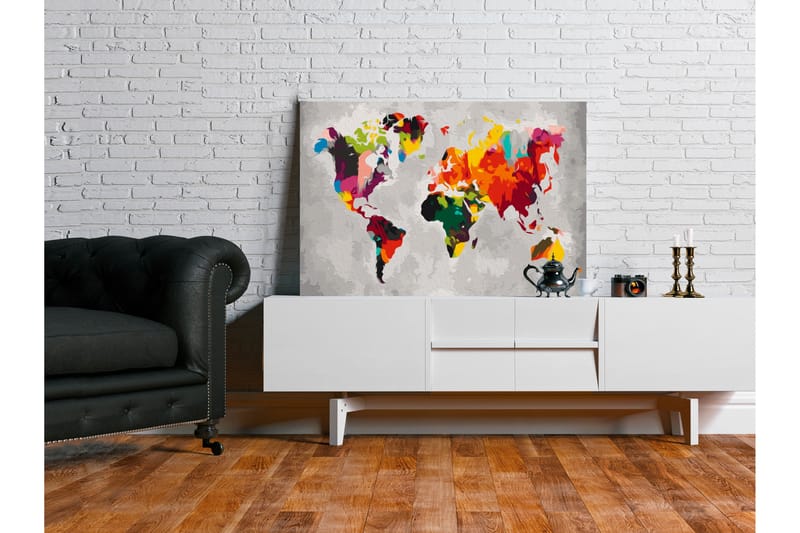 Gör-det-själv Målningar World Map Bright Colours 60x40 cm - Artgeist sp. z o. o. - Gör det själv tavla