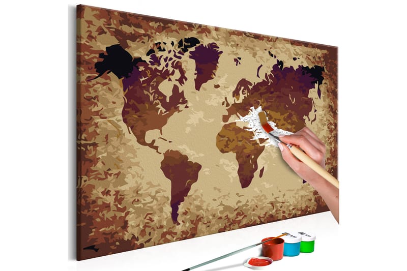 Gör-det-själv Målningar World Map Brown Colours 60x40 cm - Artgeist sp. z o. o. - Inredning - Tavlor & konst - Måla själv