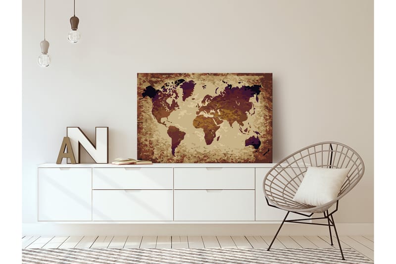 Gör-det-själv Målningar World Map Brown Colours 60x40 cm - Artgeist sp. z o. o. - Inredning - Tavlor & konst - Måla själv