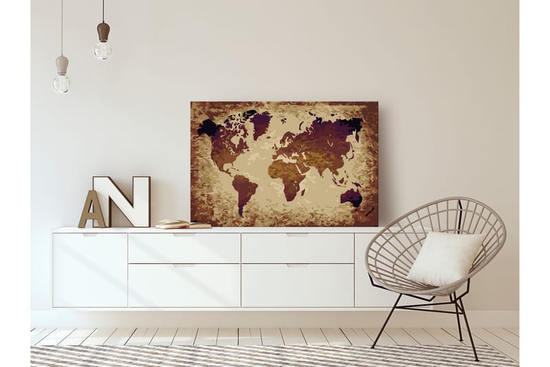 Gör-det-själv Målningar World Map Brown Colours 60x40 cm - Artgeist sp. z o. o. - Gör det själv tavla