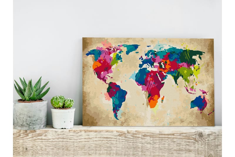 Gör-det-själv Målningar World Map Colourful 60x40 cm - Artgeist sp. z o. o. - Inredning - Tavlor & konst - Måla själv