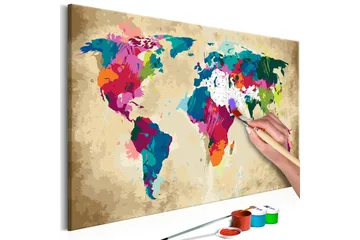 Gör-det-själv Målningar World Map Colourful 60x40 cm - Artgeist sp. z o. o. - Inredning - Tavlor & konst - Måla själv