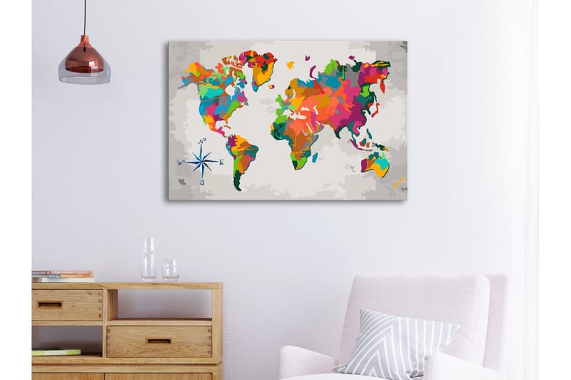 Gör-det-själv Målningar World Map Compass Rose 60x40 cm - Artgeist sp. z o. o. - Gör det själv tavla