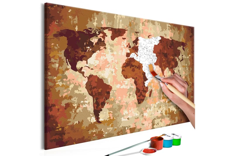 Gör-det-själv Målningar World Map Earth Colours 60x40 cm - Artgeist sp. z o. o. - Gör det själv tavla