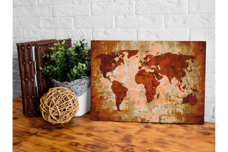Gör-det-själv Målningar World Map Earth Colours 60x40 cm - Artgeist sp. z o. o. - Gör det själv tavla