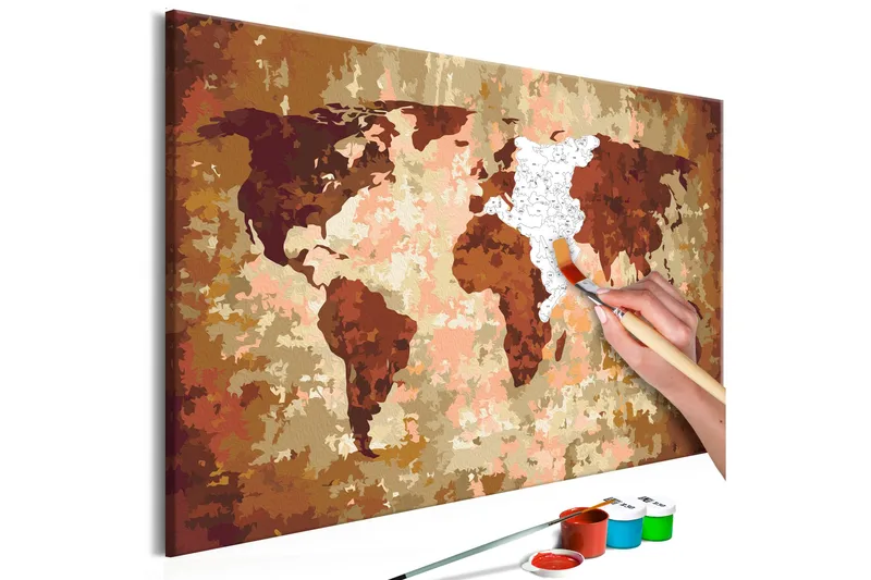 Gör-det-själv Målningar World Map Earth Colours 60x40 cm, Artgeist sp. z o. o.