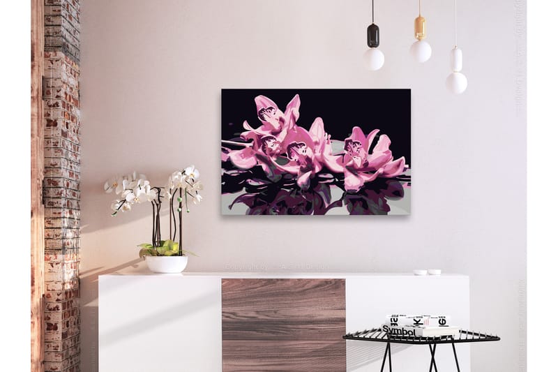 Gör-det-själv Målningar Pink Orchid Black 60x40 cm - Artgeist sp. z o. o. - Inredning - Tavlor & konst - Måla själv