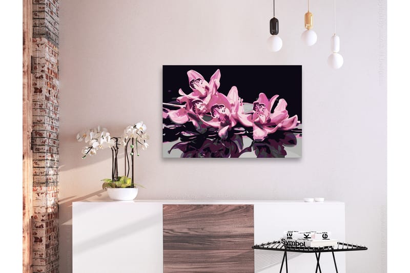 Gör-det-själv Målningar Pink Orchid Black 60x40 cm - Artgeist sp. z o. o. - Gör det själv tavla