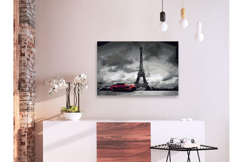 Gör-det-själv Målningar Paris Red Limousine 60x40 cm - Artgeist sp. z o. o. - Gör det själv tavla