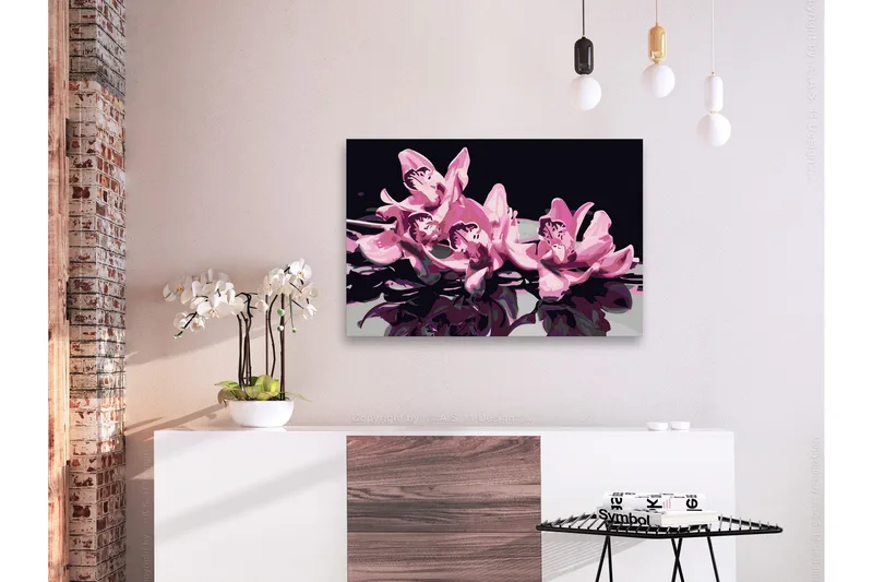 Gör-det-själv Målningar Pink Orchid Black 60x40 cm - Artgeist sp. z o. o. - Inredning - Tavlor & konst - Måla själv