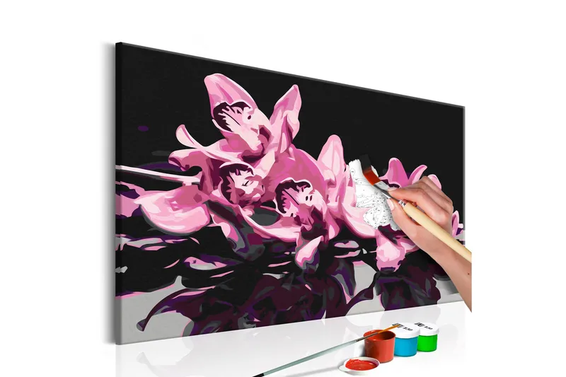 Gör-det-själv Målningar Pink Orchid Black 60x40 cm - Artgeist sp. z o. o. - Inredning - Tavlor & konst - Måla själv