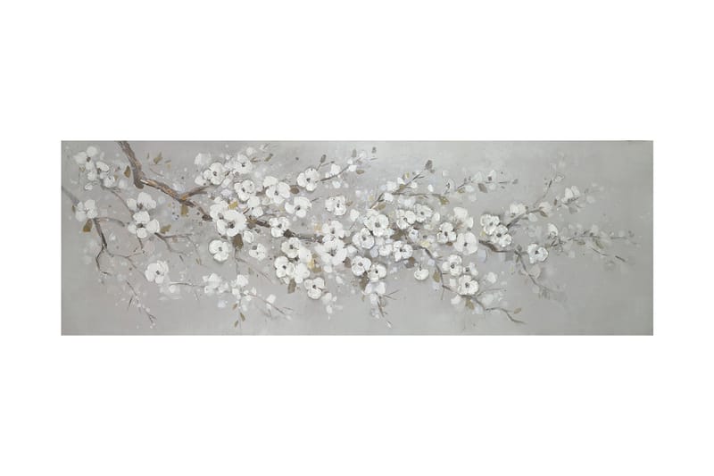 Oljemålning 50x150 cm vit sakura - Inredning - Tavlor & konst - Oljemålning