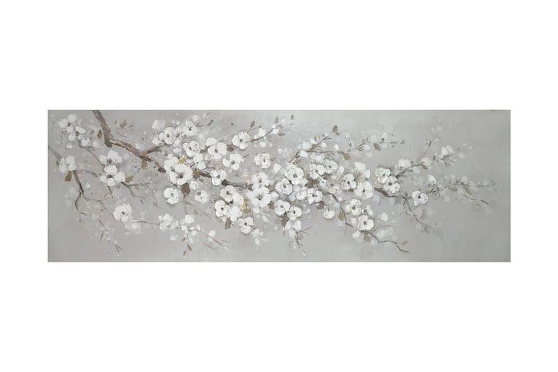 Oljemålning 50x150 cm vit sakura - Oljemålning - Tavlor & konst