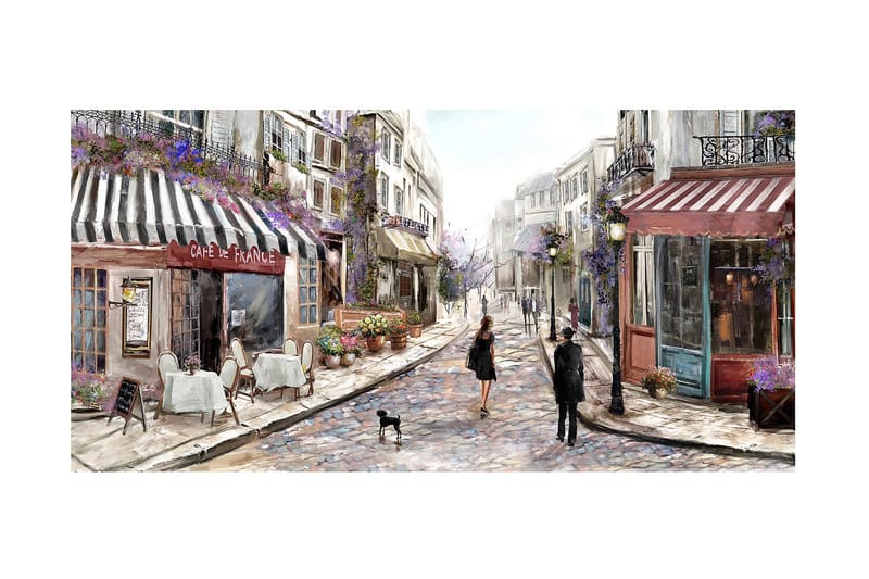 Oljemålning Gatucafé, undefined