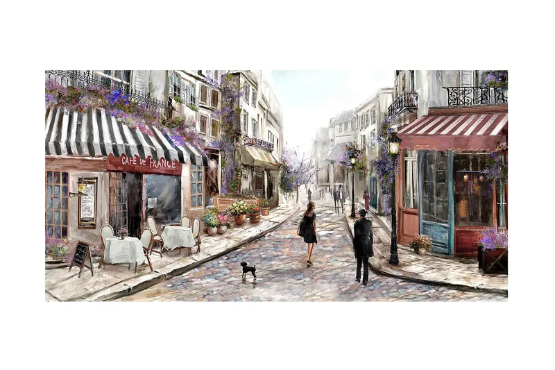 Oljemålning Gatucafé, undefined