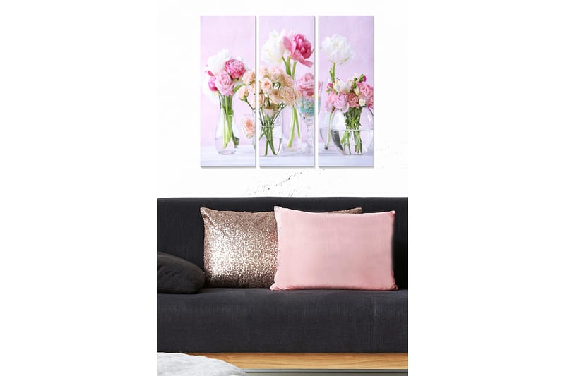 Canvastavla Floral 3-pack Flerfärgad, 20x50 cm