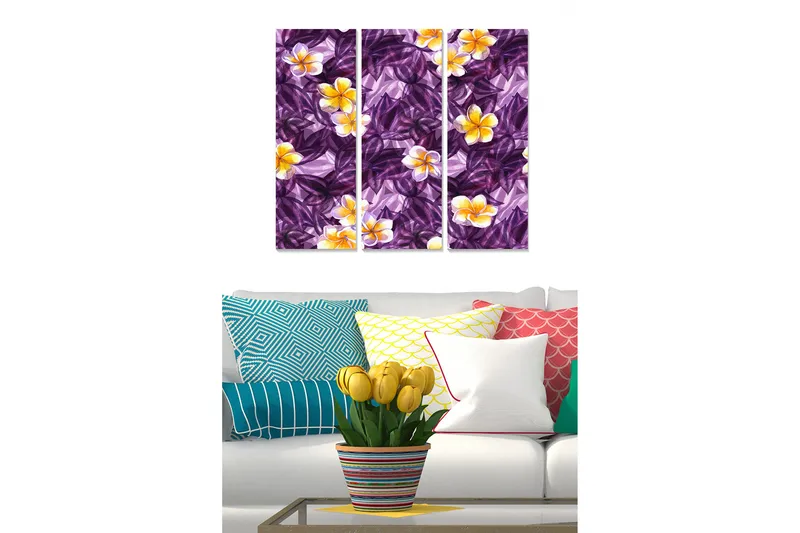 Canvastavla Floral 3-pack Flerfärgad - 20x50 cm - Inredning - Tavlor & konst - Canvastavlor