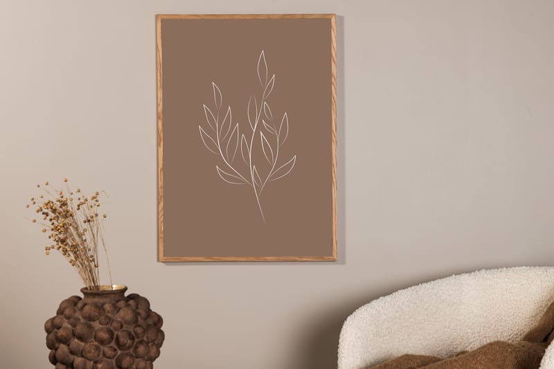 Poster Drawed leaf 30x40 cm - Brun - Inredning - Tavlor & konst - Posters & prints