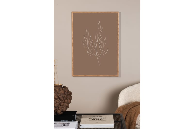 Poster Drawed leaf 30x40 cm - Brun - Inredning - Tavlor & konst - Posters & prints