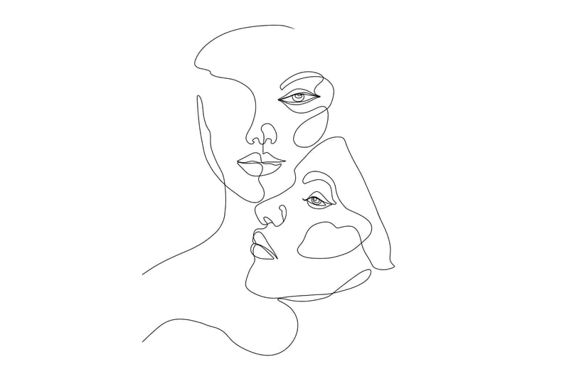 Poster Faces 30x40 cm, Svart/Vit