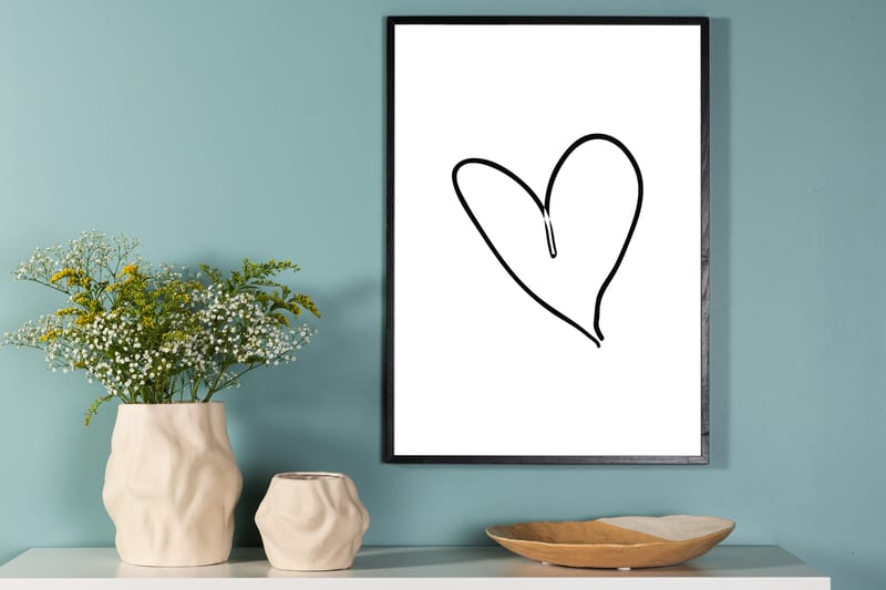 Poster Heart 70x100 cm - Svart/Vit - Inredning - Tavlor & konst - Posters & prints