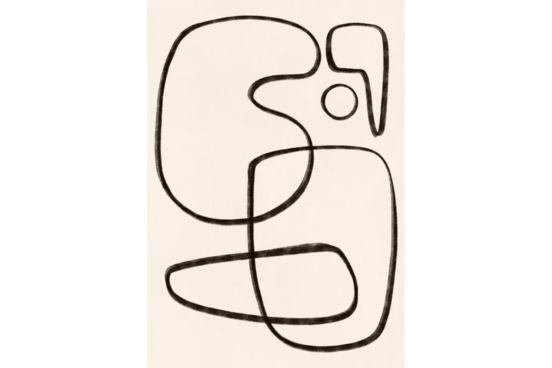 Poster Line art 70x100 cm, Vit/Svart