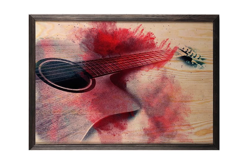 Red Splashed Guitar Illustration Röd/Beige - 50x35 cm - Posters & prints - Posters barnrum