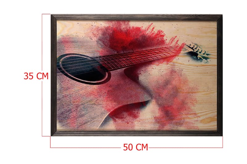 Red Splashed Guitar Illustration Röd/Beige - 50x35 cm - Inredning - Tavlor & konst - Posters & prints