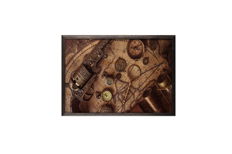Historical Map, Compass & Watch Foto Beige/Brun - 70x50 cm - Inredning - Tavlor & konst - Posters & prints