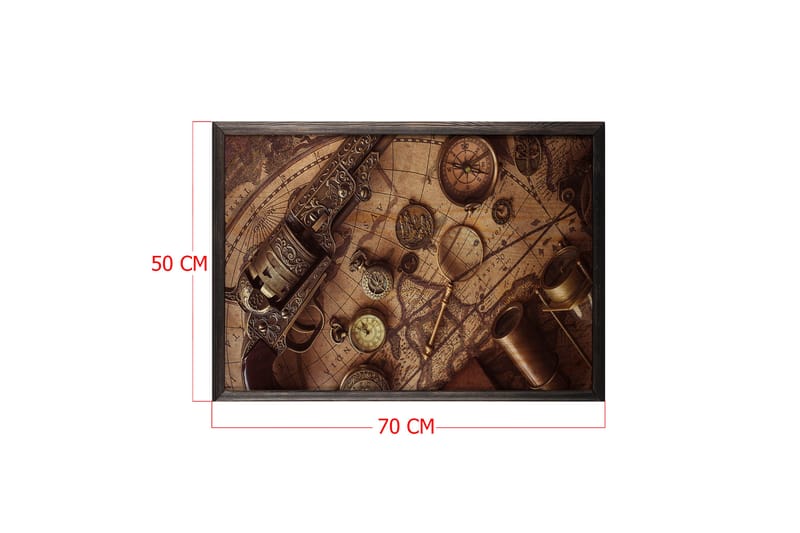 Historical Map, Compass & Watch Foto Beige/Brun - 70x50 cm - Inredning - Tavlor & konst - Posters & prints