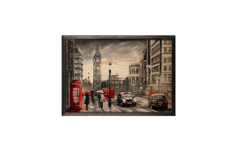 Vintage London Illustration Grå/Svart/Röd/Beige - 50x35 cm - Inredning - Tavlor & konst - Posters & prints