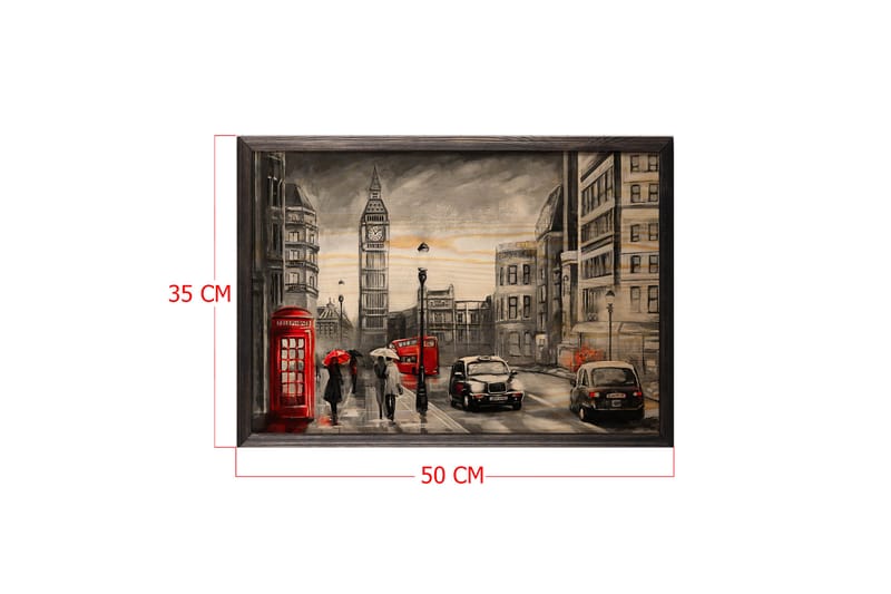 Vintage London Illustration Grå/Svart/Röd/Beige - 50x35 cm - Inredning - Tavlor & konst - Posters & prints