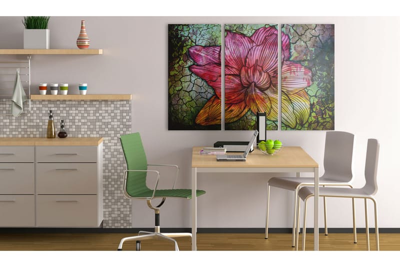 Tavla A rainbow-hued abstract flower 90x60 - Artgeist sp. z o. o. - Canvastavlor