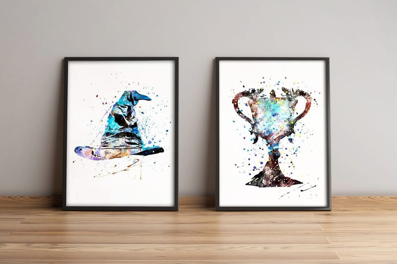 Tavla Abstract med Ram 2-pack Flerfärgad, 36x51 cm