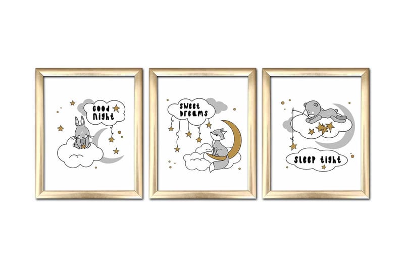 Tavla Animal med Ram 3-pack Flerfärgad - 23,5x28,5 cm - Inredning - Tavlor & konst