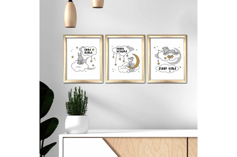 Tavla Animal med Ram 3-pack Flerfärgad - 23,5x28,5 cm - Inredning - Tavlor & konst