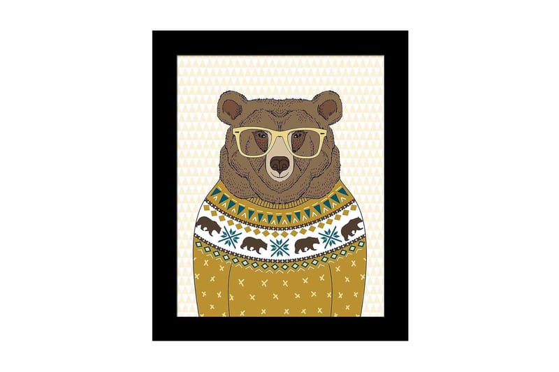 Tavla Animal med Ram Flerfärgad, 23,5x28,5 cm