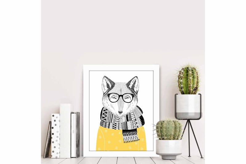 Tavla Animal med Ram Flerfärgad - 23,5x28,5 cm - Inredning - Tavlor & konst