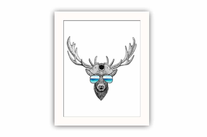 Tavla Animal med Ram Flerfärgad - 23,5x28,5 cm - Inredning - Tavlor & konst