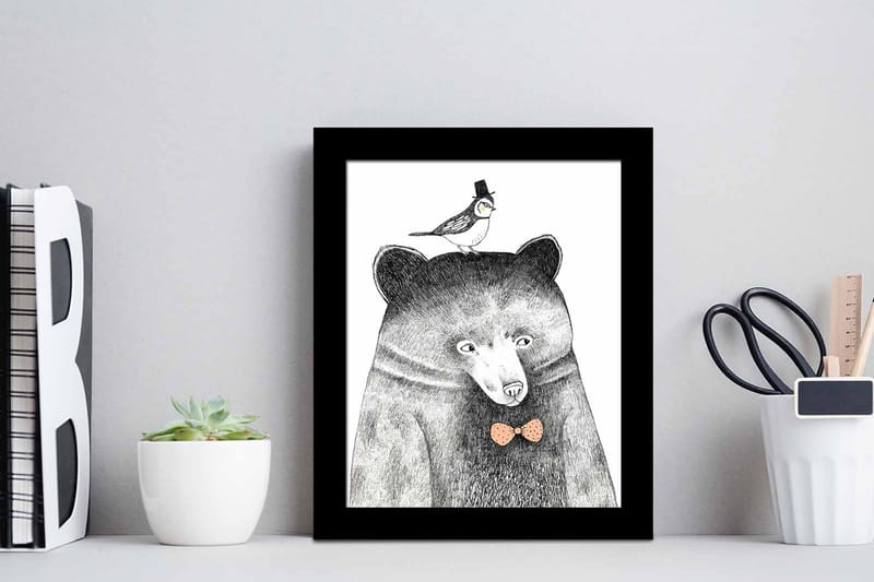 Tavla Animal med Ram Flerfärgad - 23,5x28,5 cm - Inredning - Tavlor & konst