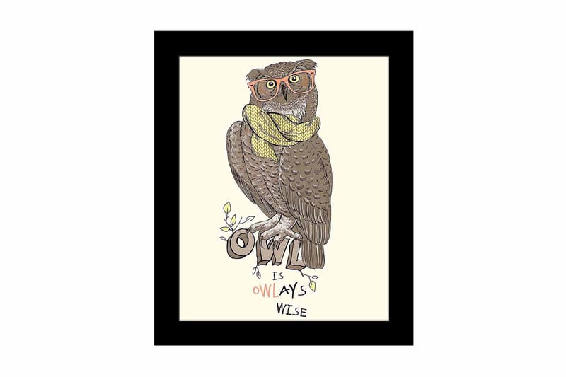 Tavla Animal med Ram Flerfärgad - 23,5x28,5 cm - Inredning - Tavlor & konst