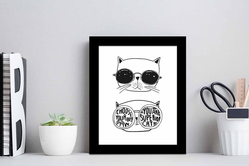 Tavla Animal med Ram Flerfärgad - 23,5x28,5 cm - Inredning - Tavlor & konst