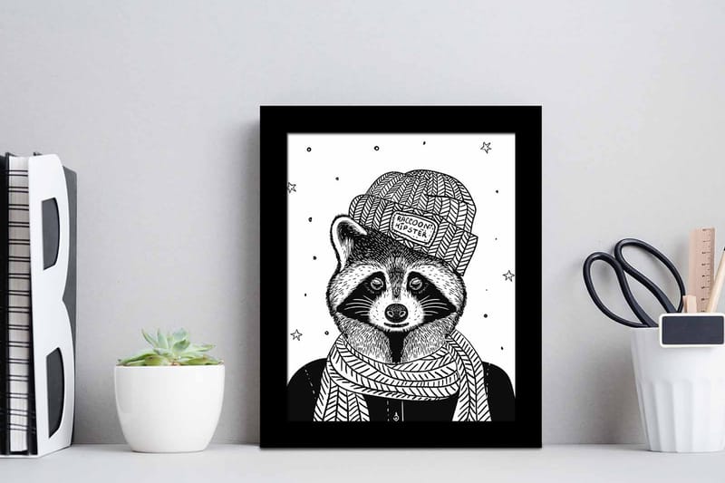 Tavla Animal med Ram Flerfärgad - 23,5x28,5 cm - Inredning - Tavlor & konst