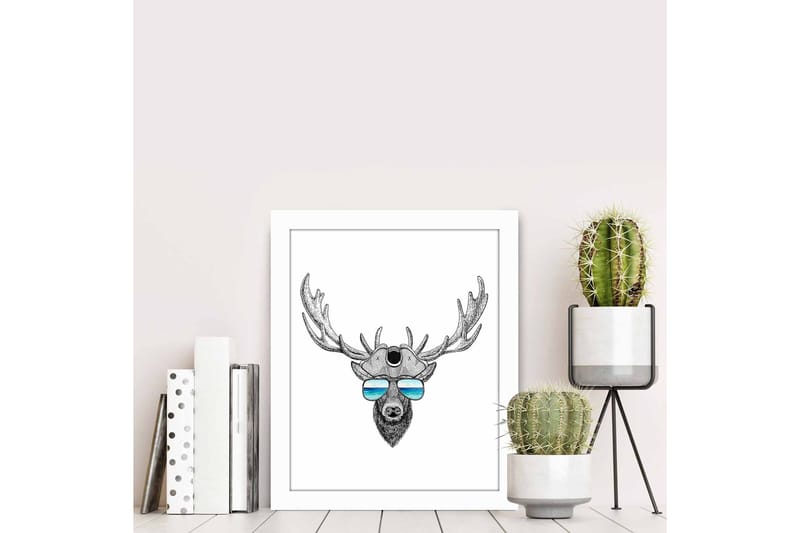 Tavla Animal med Ram Flerfärgad - 23,5x28,5 cm - Inredning - Tavlor & konst