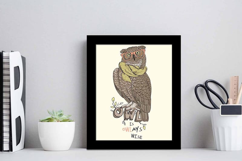 Tavla Animal med Ram Flerfärgad - 23,5x28,5 cm - Inredning - Tavlor & konst