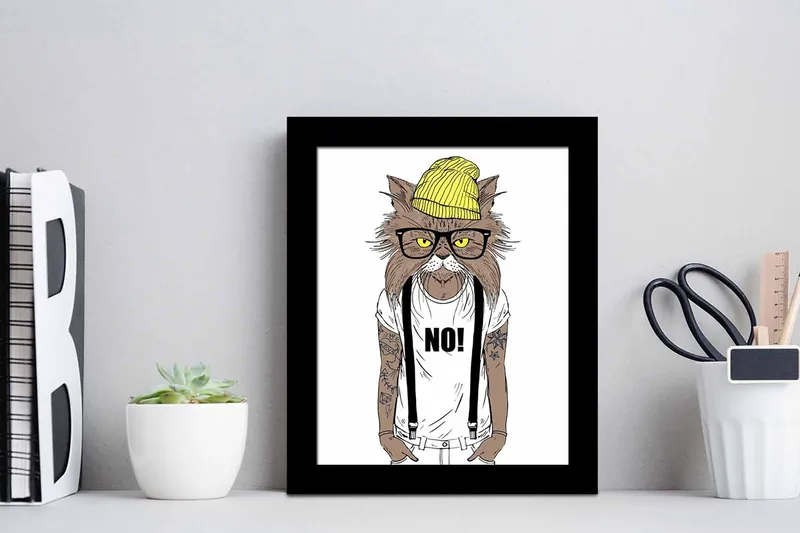 Tavla Animal med Ram Flerfärgad - 23,5x28,5 cm - Inredning - Tavlor & konst