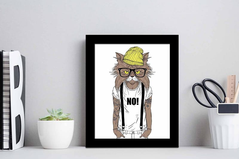 Tavla Animal med Ram Flerfärgad - 23,5x28,5 cm - Inredning - Tavlor & konst