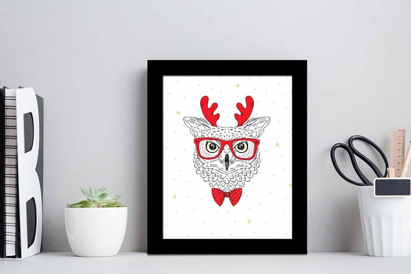 Tavla Animal med Ram Flerfärgad - 23,5x28,5 cm - Inredning - Tavlor & konst