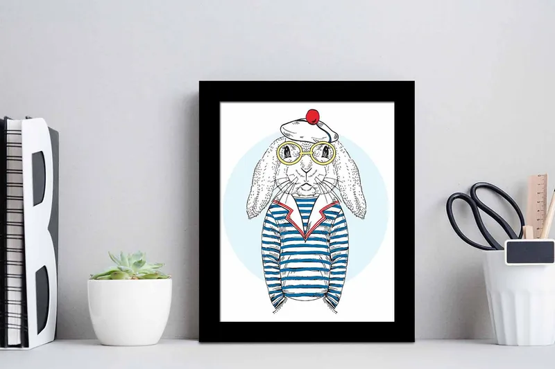 Tavla Animal med Ram Flerfärgad - 23,5x28,5 cm - Inredning - Tavlor & konst